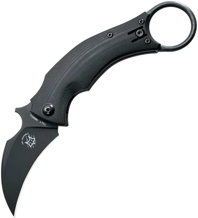 Fox Knives Bastinelli Black Bird Karambit Knife Black G-10 (2.5" Black) FX-591