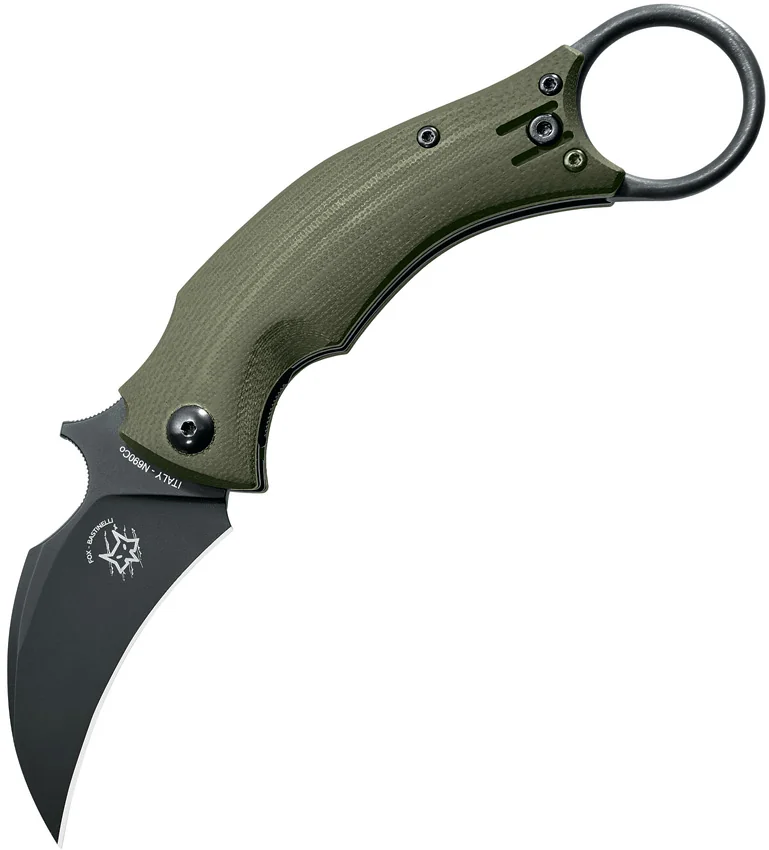 Fox Knives Bastinelli Black Bird Karambit Knife OD G-10 (2.5" Black) FX-591 OD