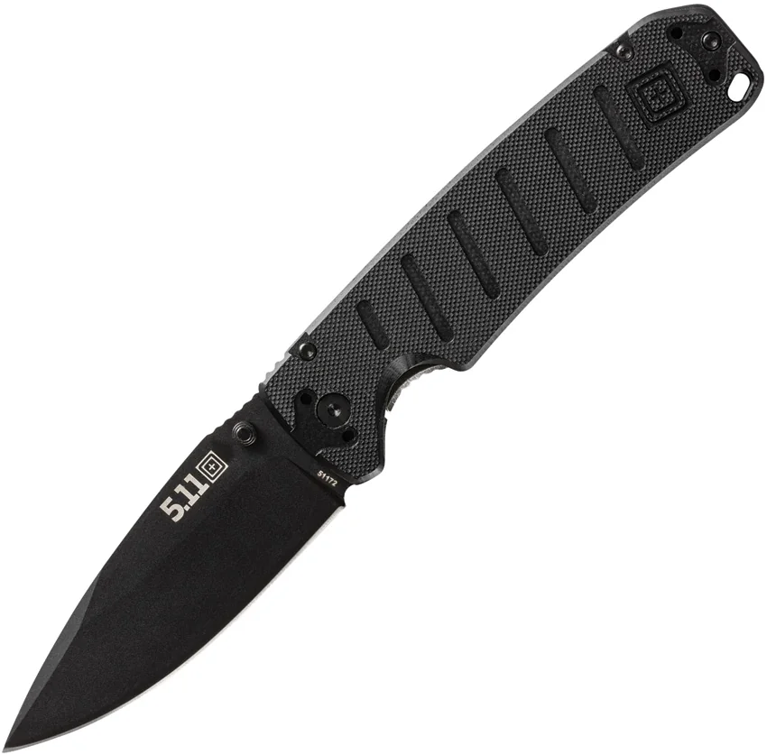 5.11 Tactical Ryker DP Full Liner Lock Knife Black G-10 (3.5" Black D2)