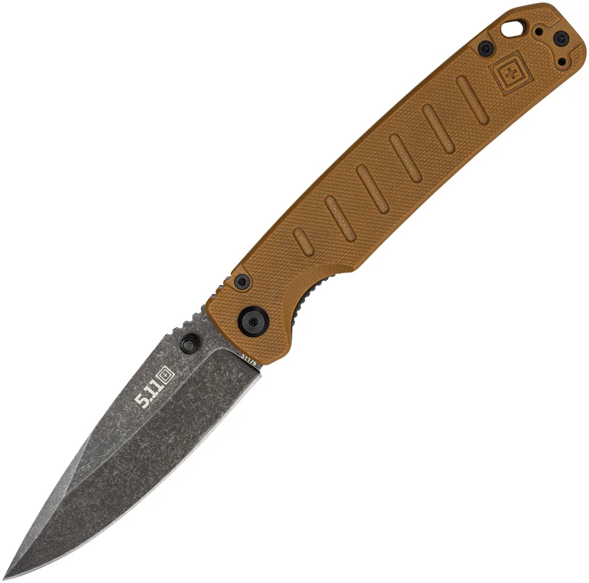 5.11 Tactical Braddock Drop Point Full Linerlock Coyote G-10 (3.50" Black SW)