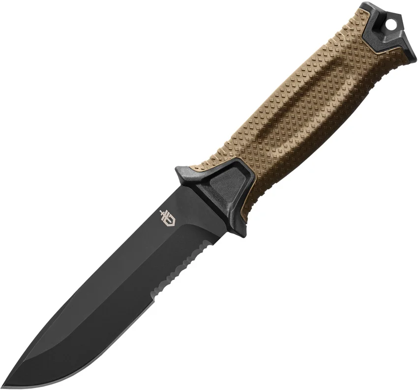 Gerber StrongArm Fixed Blade Knife Coyote Brown (4.8" Black Serr) 30-001059
