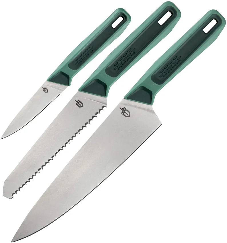 Gerber ComplEAT 3PC Outdoor Camping Knife Set (Baltic Haze Green) G1067404