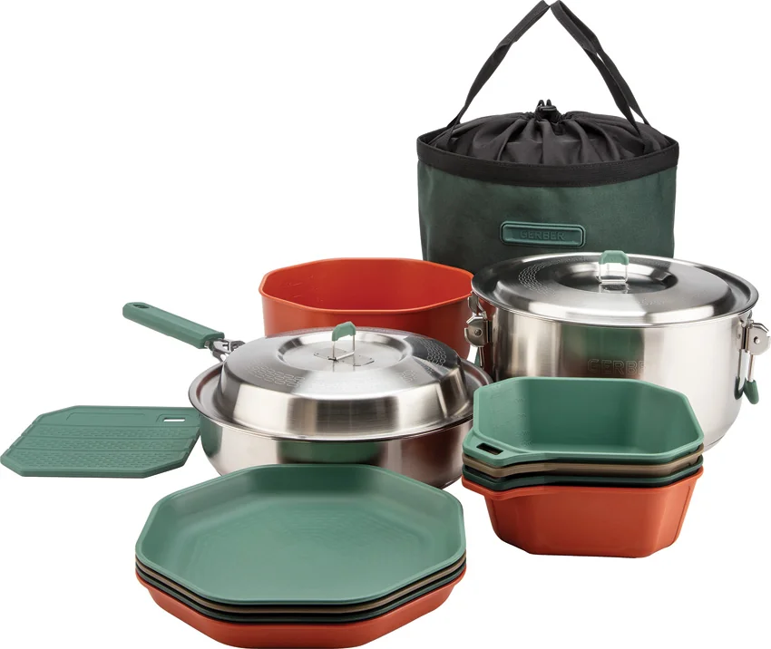 Gerber ComplEAT Outdoor 16PC Cook Set (Green, Orange, Brown) G1069024