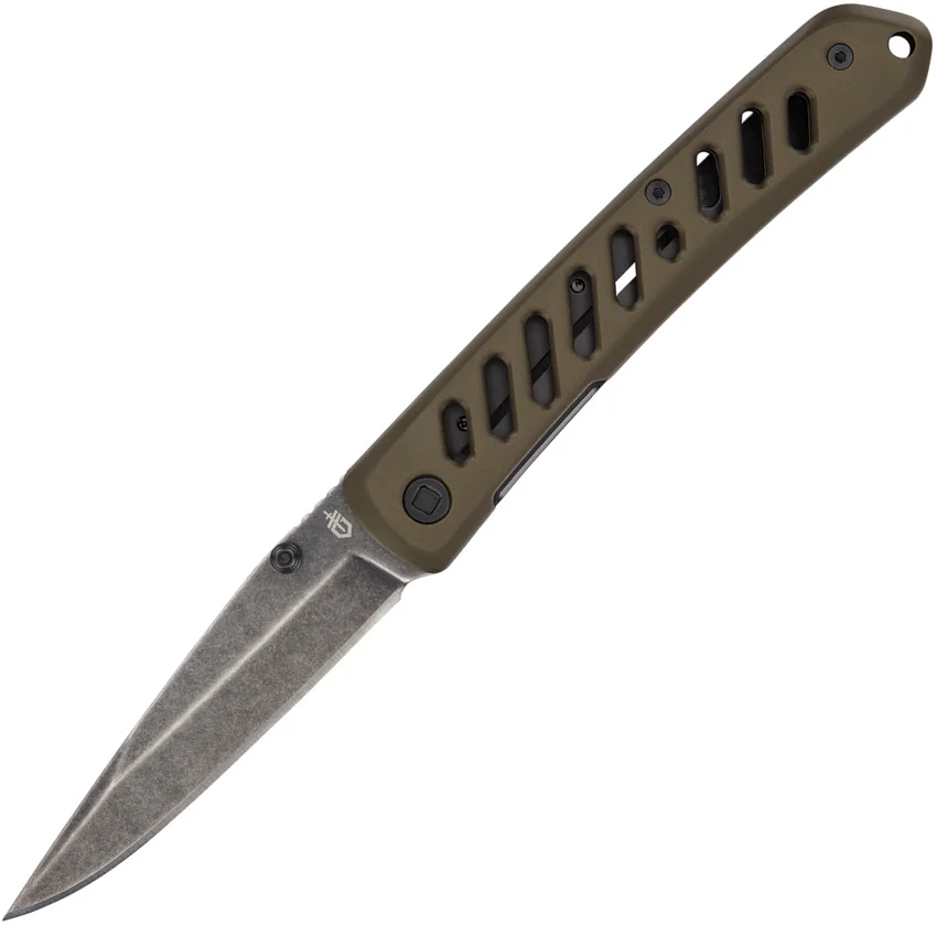 Gerber Affirm Frame Lock Knife Green Aluminum (3.5" Black Stonewash)