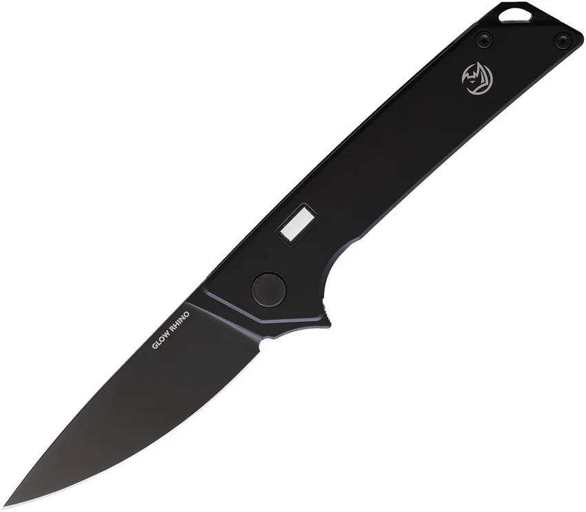 Glow Rhino Reactor Frame Lock Knife Black Titanium w/ Tritium (2.75" Black)