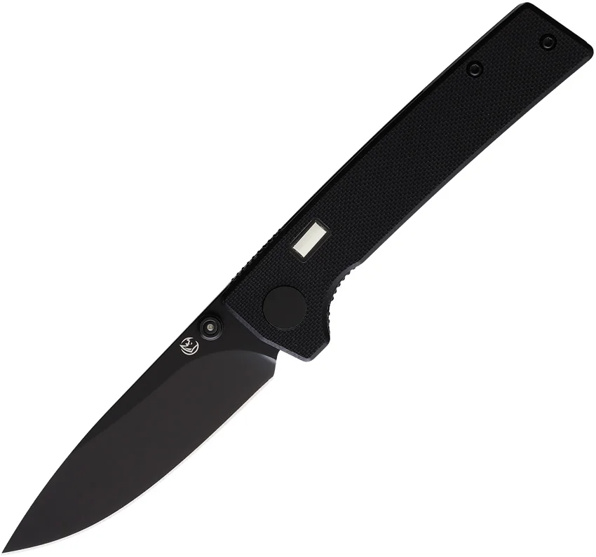 Glow Rhino Fermi Tritium Pocket Knife Black G-10 + Black Stud (3" Black)