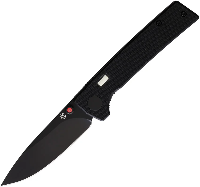 Glow Rhino Fermi Tritium Pocket Knife Black G-10 + Red Stud (3" Black)