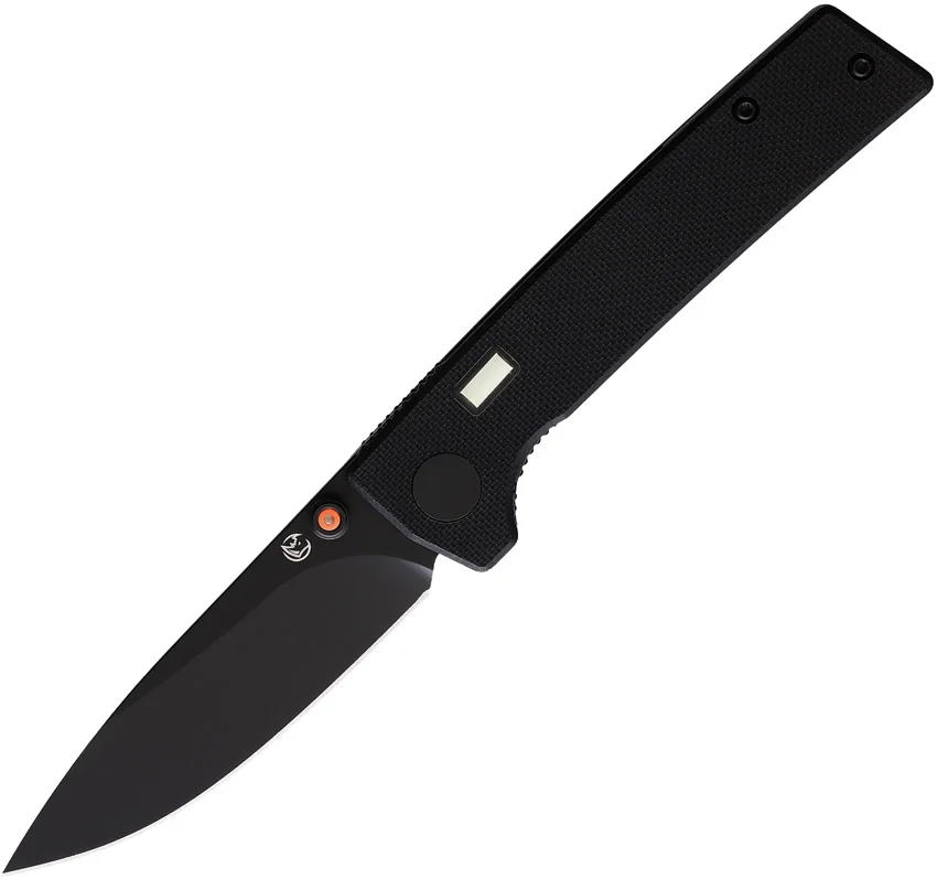 Glow Rhino Fermi Tritium Pocket Knife Black G-10 + Orange Stud (3" Black)