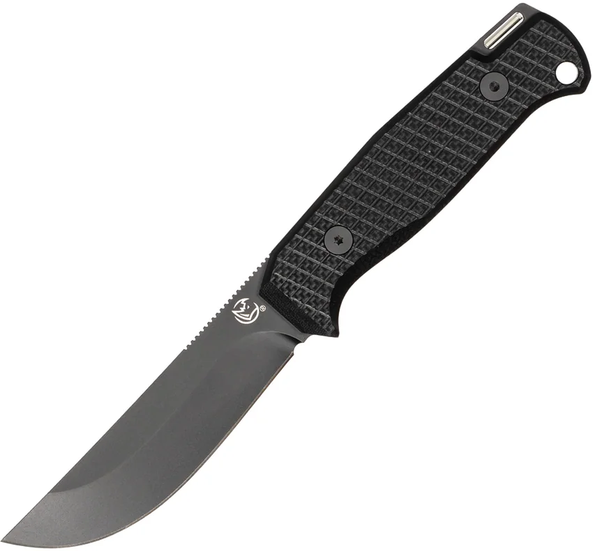 Glow Rhino The Bohr Fixed Blade Knife Black G-10 (3.75" Black PVD)