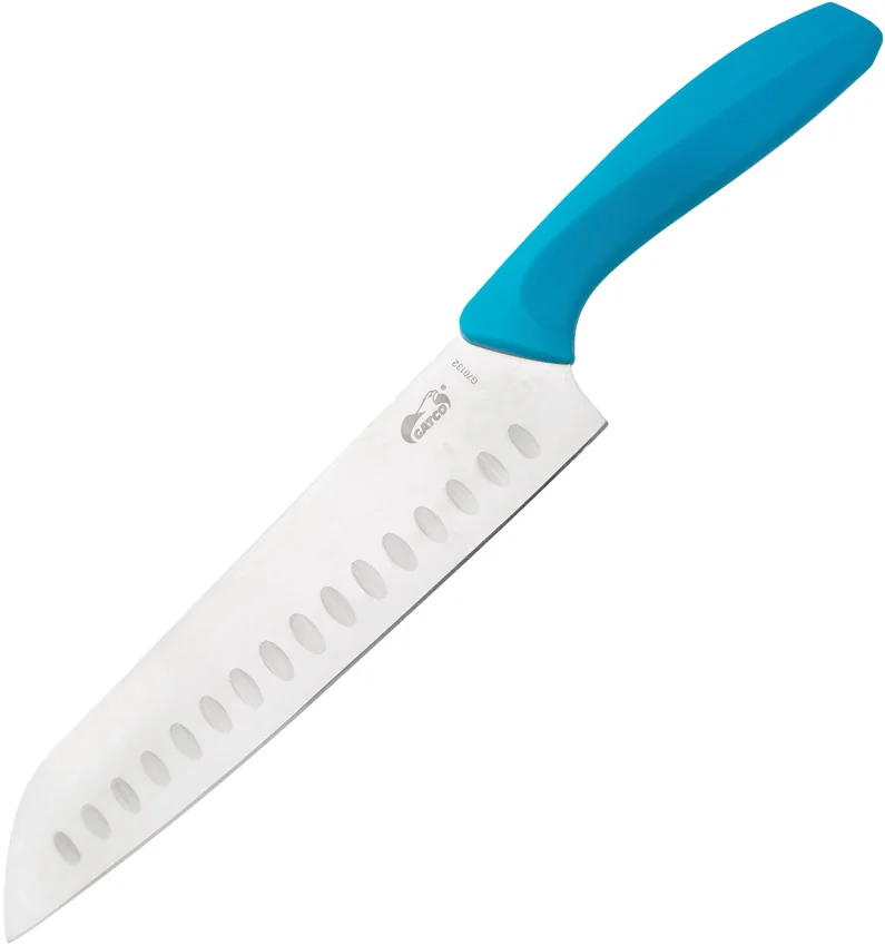 Gatco 12.5" Fixed Blade Santoku Chef's Knife Teal Zytel