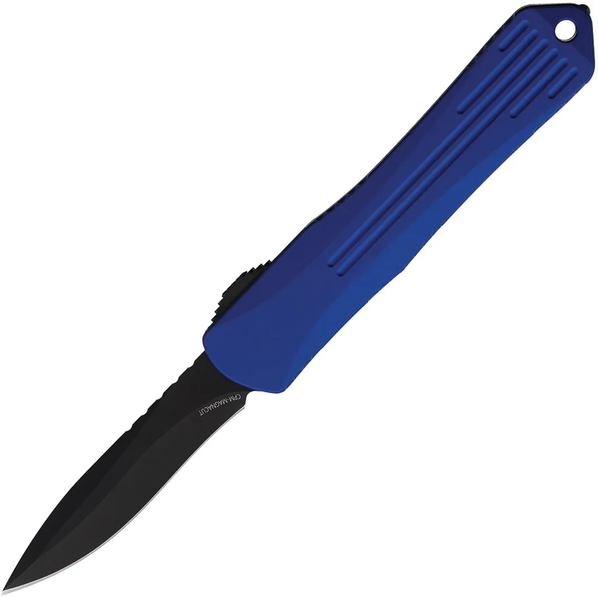 Heretic Knives Manticore S MagnaCut Recurve OTF Knife Blue Al/CF (2.6" Black)