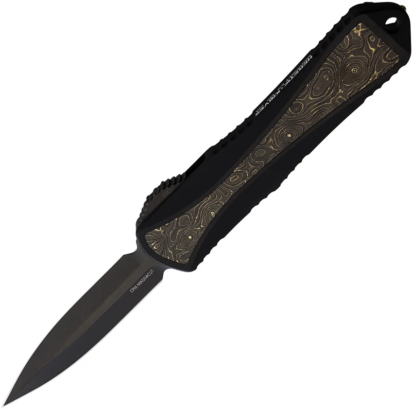 Heretic Knives Auto Manticore E MagnaCut Gold Dunes Fat Carbon/ Blk (3.2" DLC)