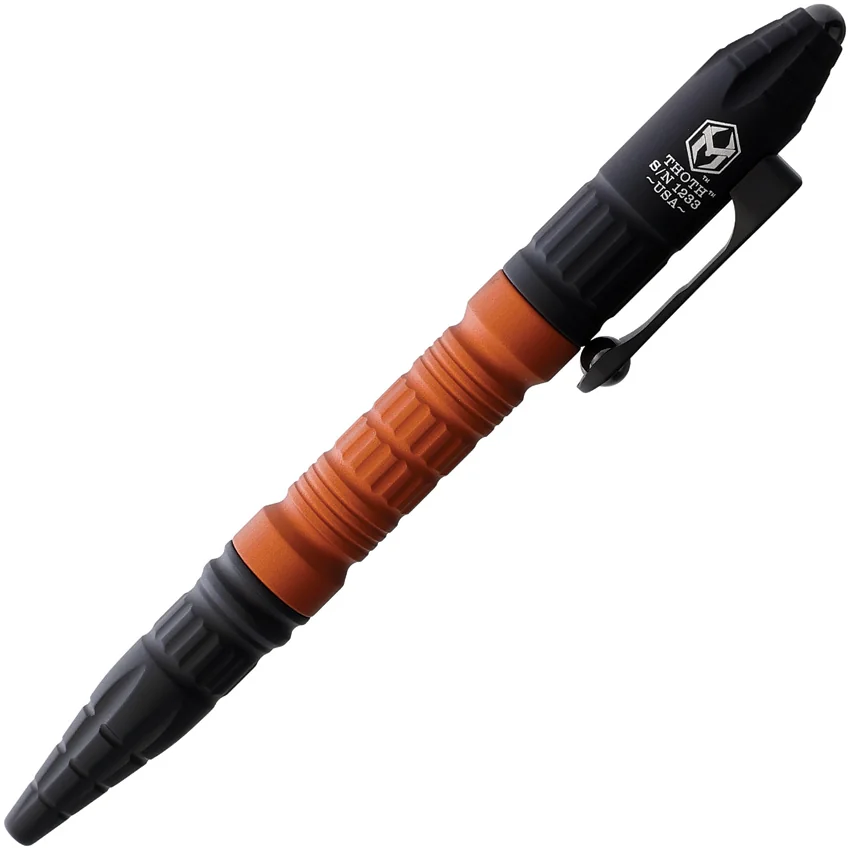Heretic Knives Thoth Tactical Pen Black Aluminum - Orange