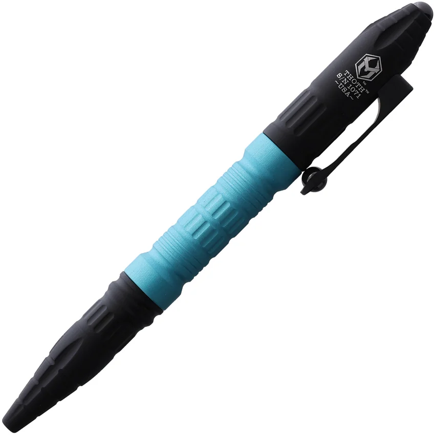 Heretic Knives Thoth Tactical Pen Black Aluminum - Blue