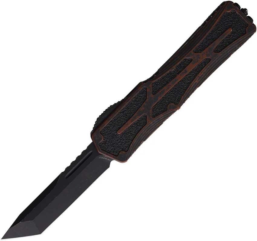 Heretic Knives Colossus OTF Auto Knife Black /Brown (3.5" Blackwash) MagnaCut