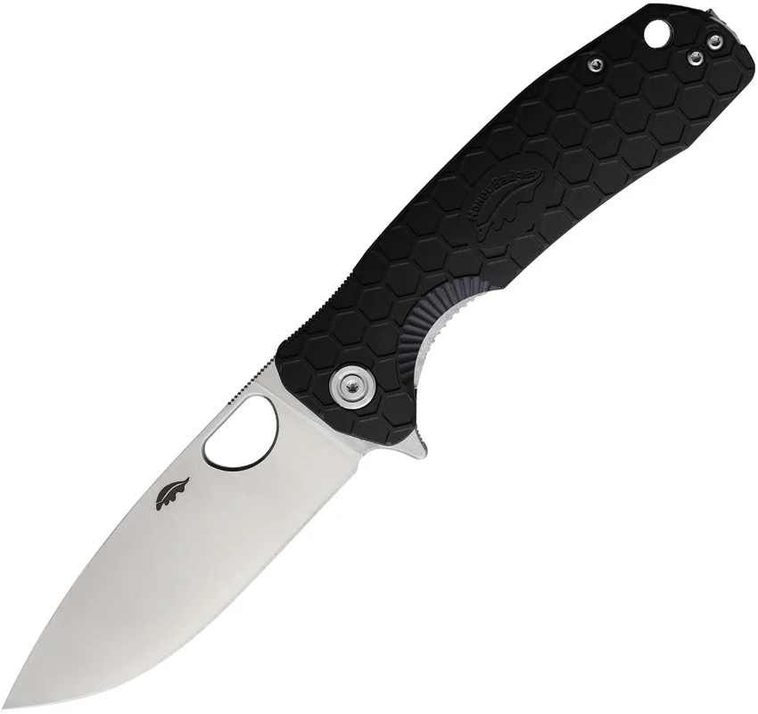 Honey Badger Knives Large Flipper Drop Point Black FRN (3.6" Satin) HB1008
