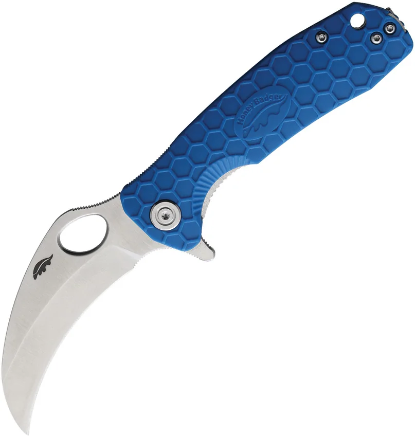 Honey Badger Knives Medium Flipper Hawkbill Blue FRN (3" Satin) HB1149
