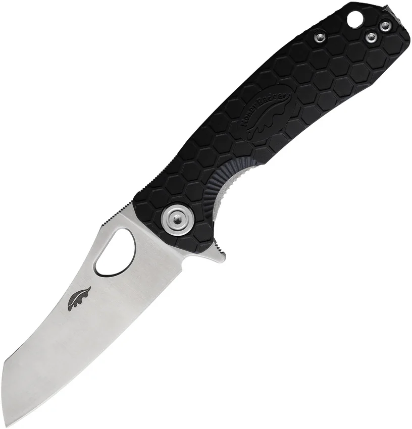 Honey Badger Knives Small Wharncleaver Black FRN (2.8" Satin D2)