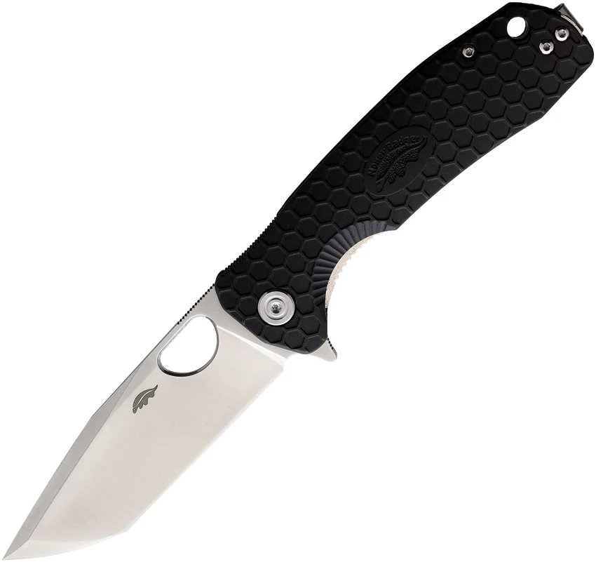 Honey Badger Knives Large Flipper Tanto Black FRN (4" Satin)