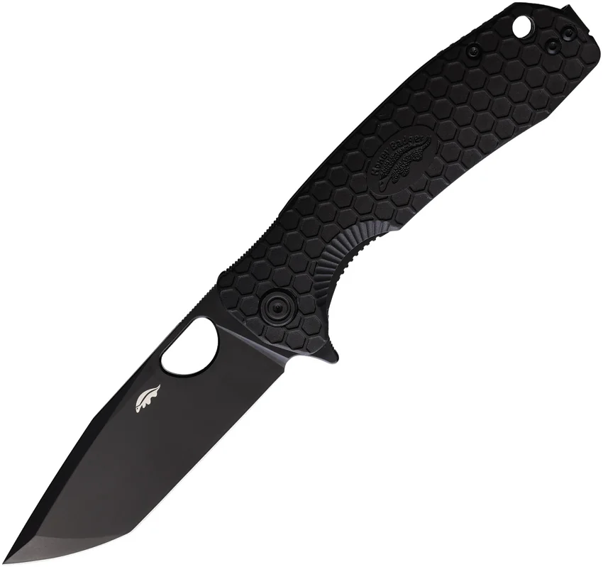 Honey Badger Knives Large Flipper D2 Tanto Black FRN (3.625" Black)