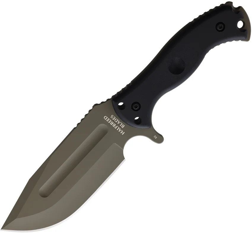 Halfbreed Blades Large Bush Fixed Blade Knife Black G-10 (5.7" Ranger Green)
