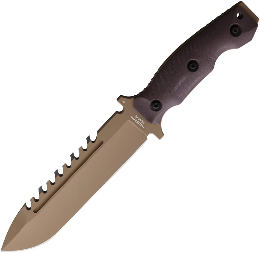 Halfbreed Blades Large Survival Spear Point Fixed Knife Brown (6.9" Brown)