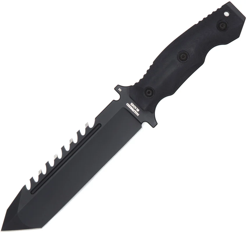 Halfbreed Blades Large Survival Tanto Fixed Blade Knife Black G-10 (6.8" Black)