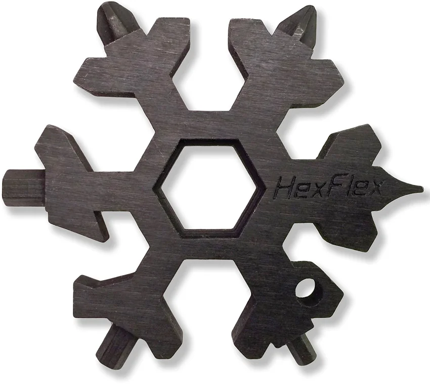 HexFlex Adventure Standard Pocket Tool Keychain - Black Oxide Stainless Steel