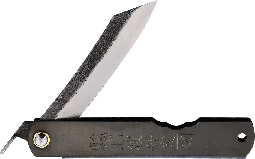 Nagao Higonokami No. 4 Friction Folder Black Stainless Steel (2.6" Satin)
