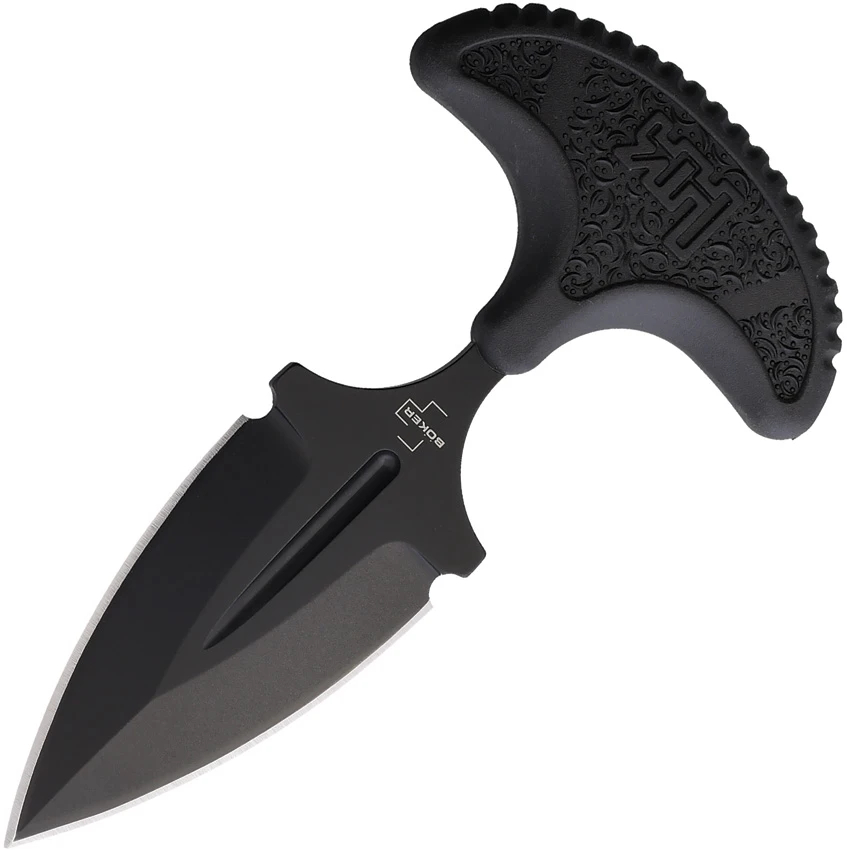 HK FX02 Fixed Blade Push Dagger Black FRN (2.5" Black D2) 06HK001