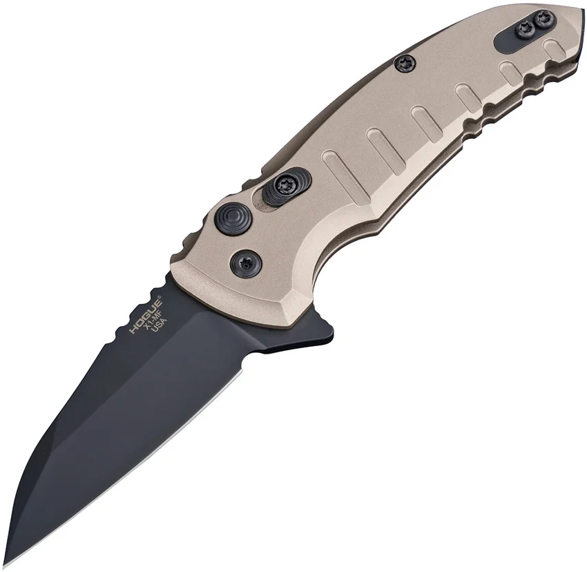Hogue X1 Microflip Wharncliffe Flipper Knife Matte FDE (2.6" Black) 24167