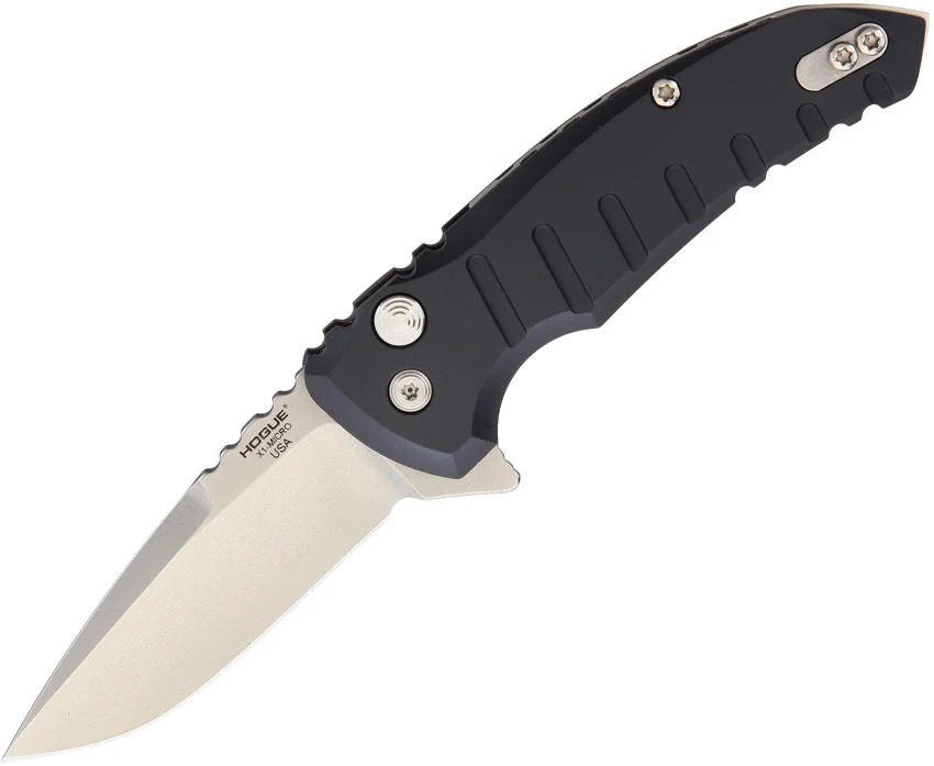 Hogue X1 Microflip Drop Point Flipper Knife Matte Black (2.6" Stonewash) 24172
