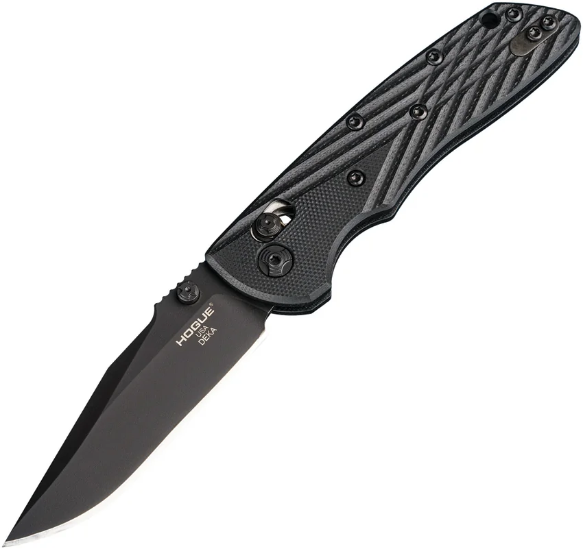 Hogue Knives Deka Clip Point Pocket Knife Black G-10 (3.25" Black 20CV)