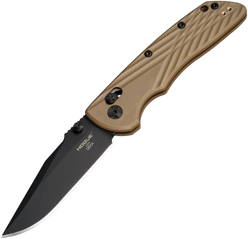 Hogue Knives Deka MagnaCut Clip Point Knife FDE Tan Polymer (3.25" Cerakote)