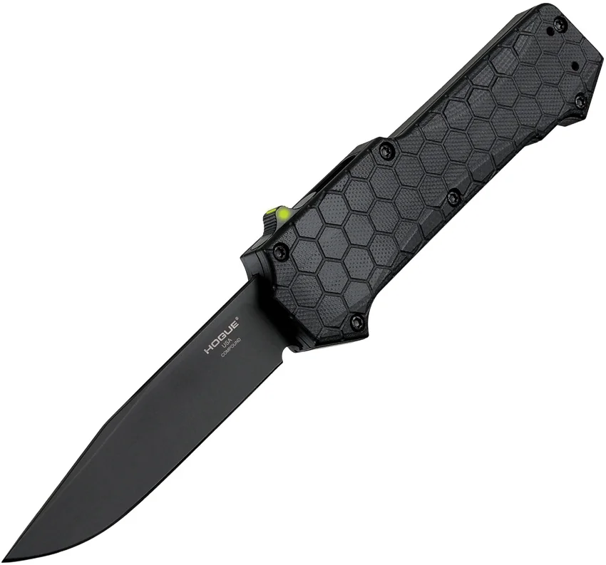 Hogue Knives Compound OTF Auto Knife Clip Point Black w/ Tritium (3.5" Black)