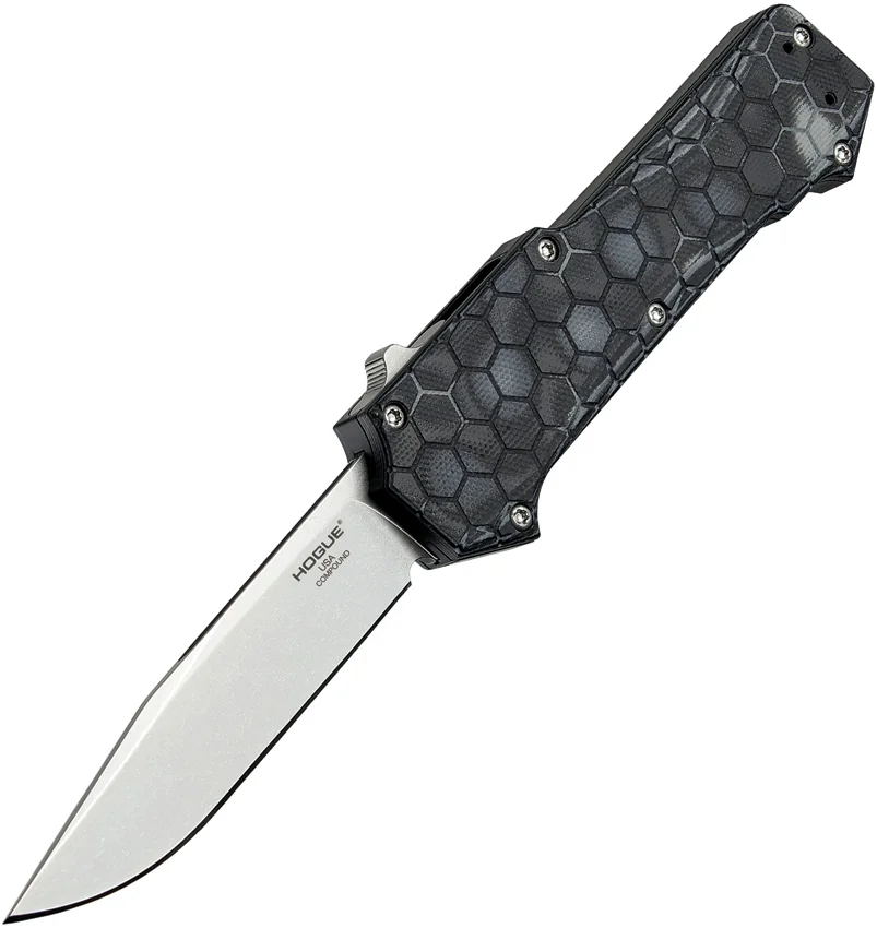 Hogue Knives Compound OTF Clip Point Automatic Knife Black (3.5" SW) 34039