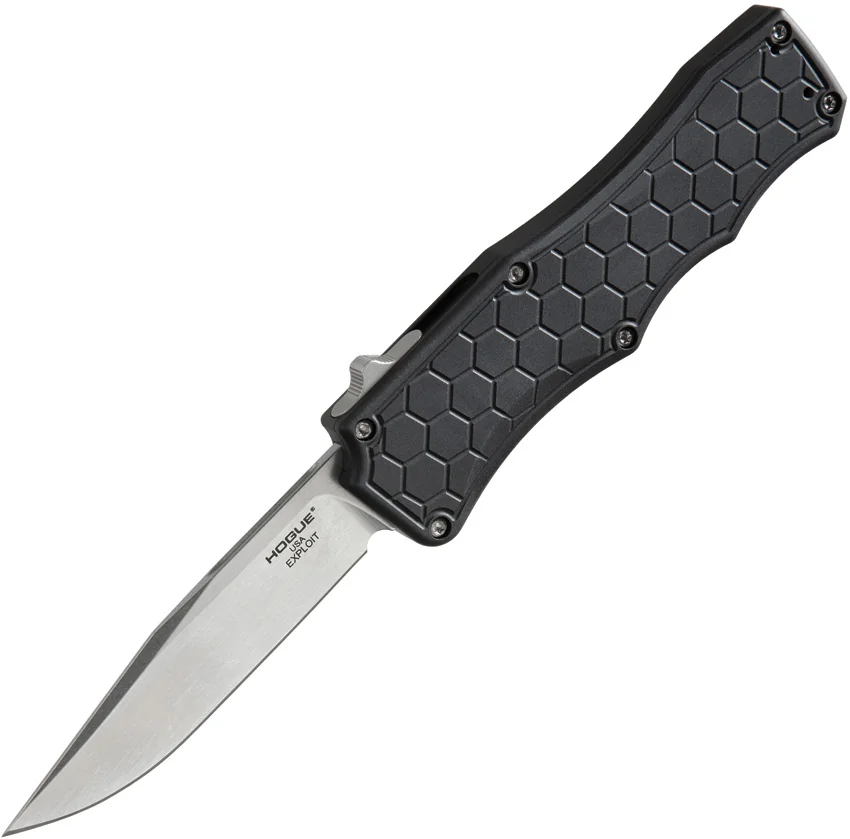 Hogue Knives Exploit OTF Automatic Knife Clip Point Black (3.5" Stonewash) 34050