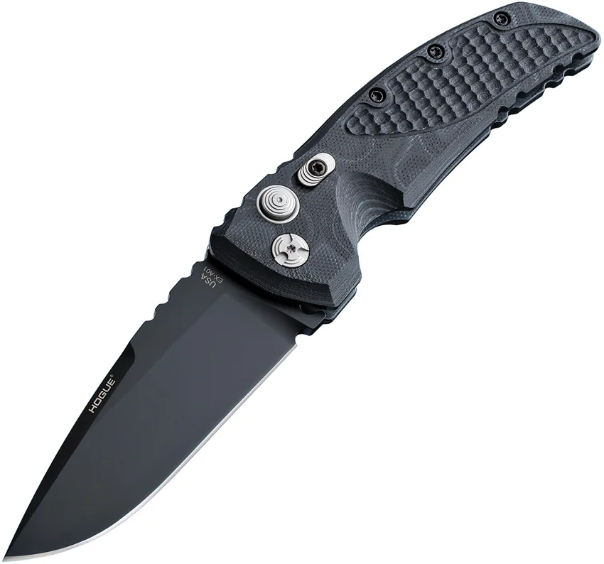 Hogue Knives EX-A01 Automatic Knife Drop Point Black G10 (3.5" Black)
