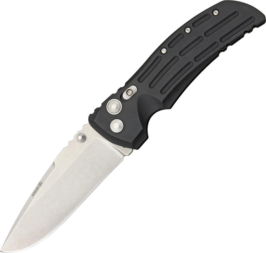 Hogue Knives EX01 Knife Black Aluminum Handle Drop Point Blade (4" Tumble Plain)