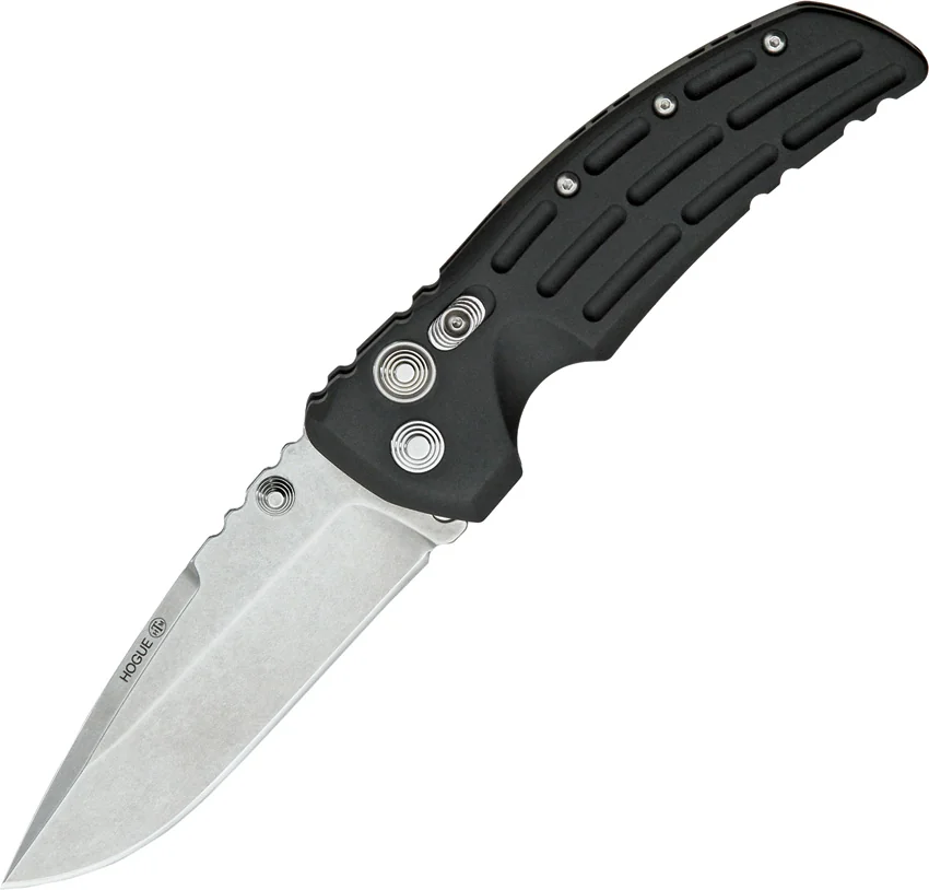 Hogue Knives EX01 Knife Black Aluminum Handle Drop Point (3.5" Tumble Plain)
