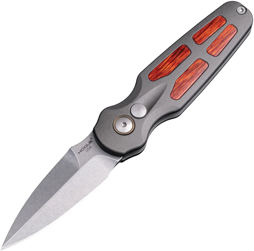 Hogue Ballista II Automatic Knife Gray Al + Cocobolo (2.6" Tumbled MagnaCut)