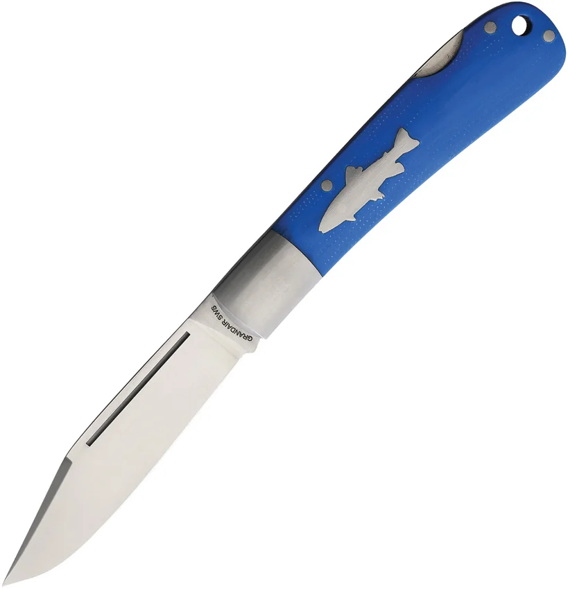 HPA Grandair SWS Salmon Lockback Knife Blue G-10 (3.4" Satin)