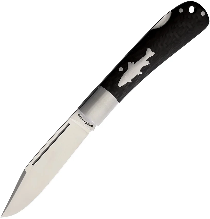 HPA Grandair SWS Salmon Lockback Knife Carbon Fiber (3.4" Satin)