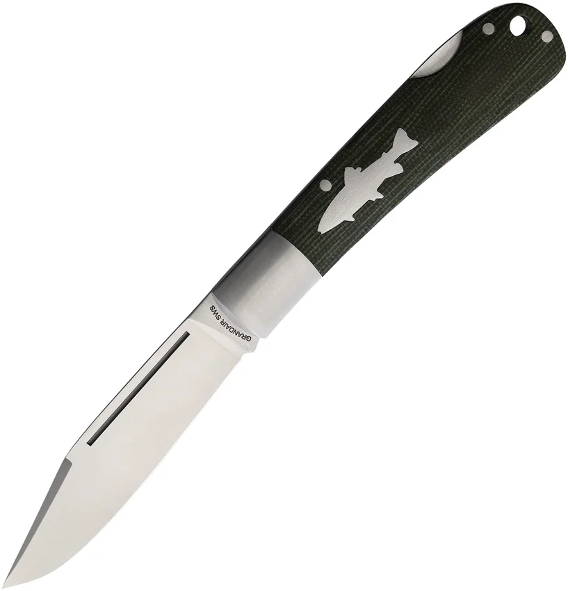 HPA Grandair SWS Salmon Lockback Knife Green Micarta (3.4" Satin)
