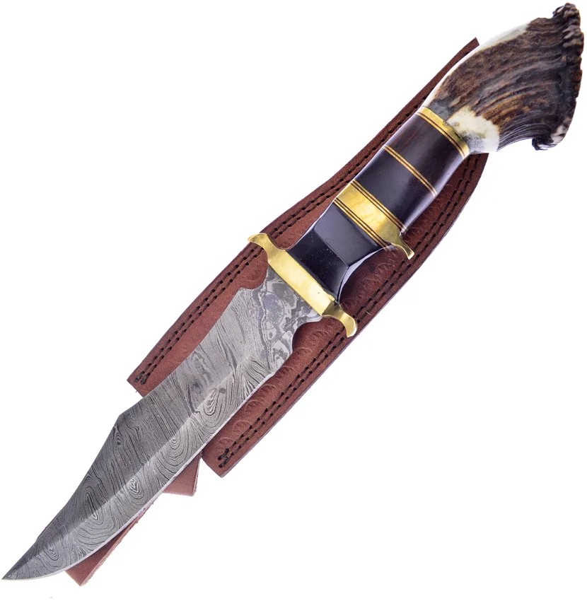 Hen & Rooster Bowie Deer Stag Damascus