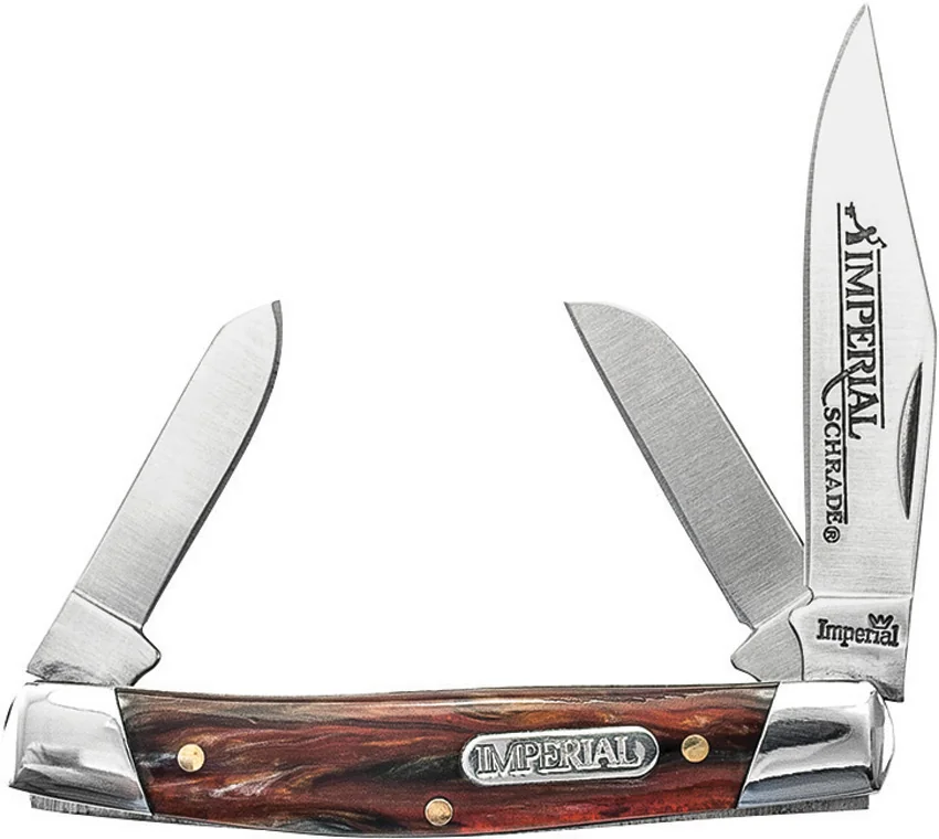 Schrade Imperial Stockman Knife 3.375" Amber Swirl IMP15S