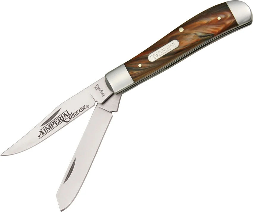 Schrade Imperial Trapper Knife 3.5" Amber Swirl IMP15T
