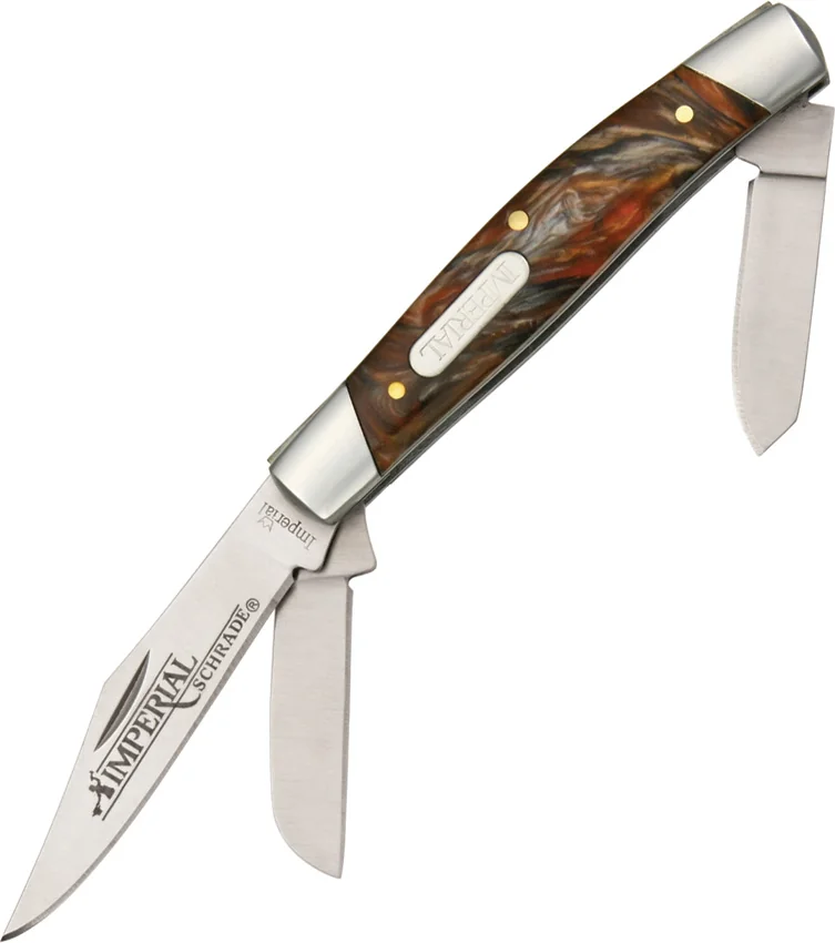 Schrade Imperial Stockman Knife 3.375" Red Swirl IMP16S