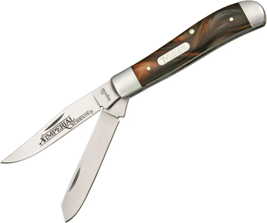 Schrade Imperial Trapper Knife 3.5" Red Swirl IMP16T