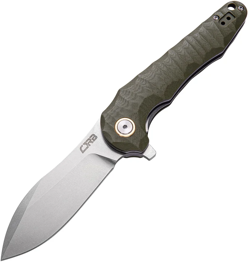 CJRB Mangrove Liner Lock Knife OD Green G-10 (3.5" Stonewash)